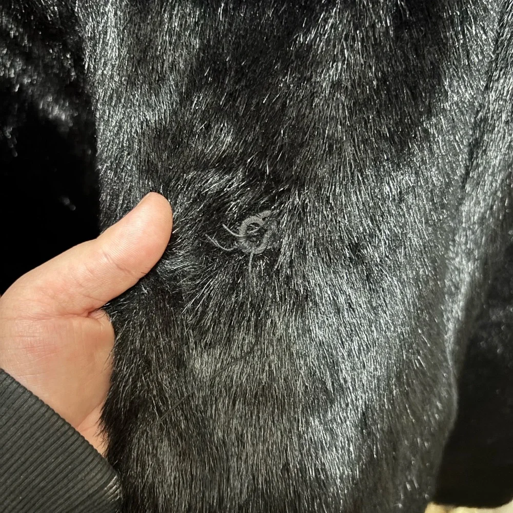 Vintage 80s Black Rabbit Fur Coat | Old Hollywood Glam | Genuine Fur - Picture 2 of 5